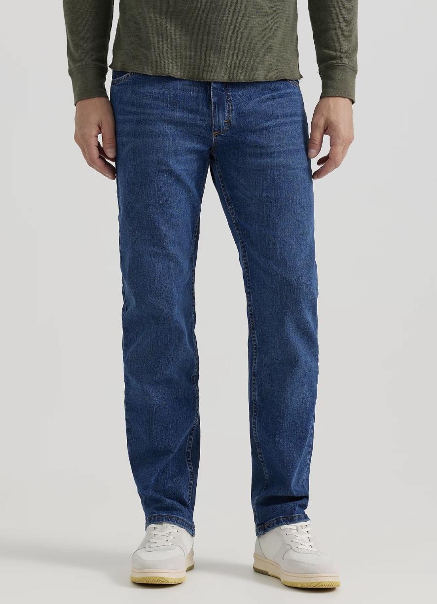 35 x 30 Regular Fit Low Stretch Wrangler Blue Jeans in Denim Blue