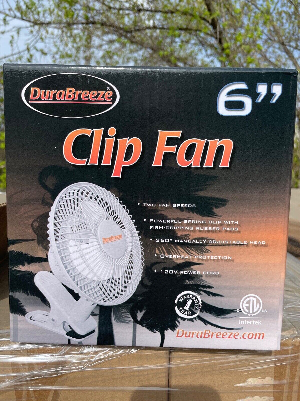 New 6-Inch Clip Fan 2-Speed Fan Manually Adjustable 360° by Durabreeze