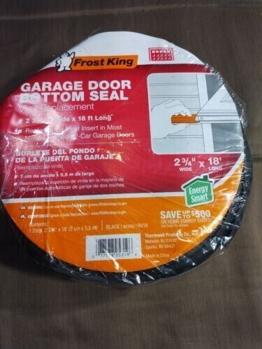 New Frost King Vinyl Garage Door Bottom Weather-Seal Replacement RV18 Black