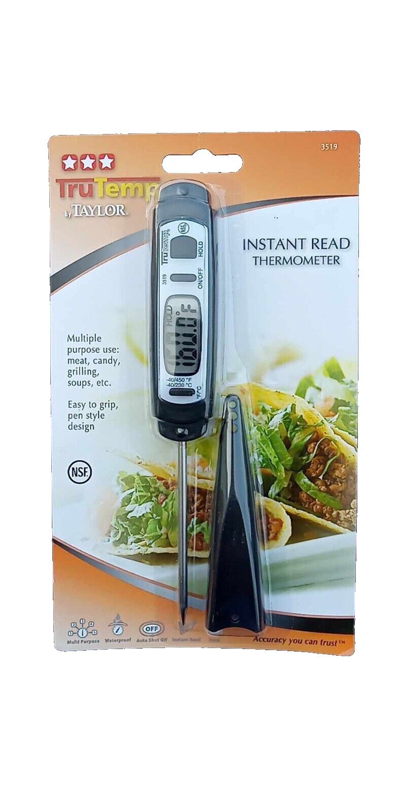 TAYLOR Pocket Test Thermometer Temp Test, LCD, 4 in 35HV49