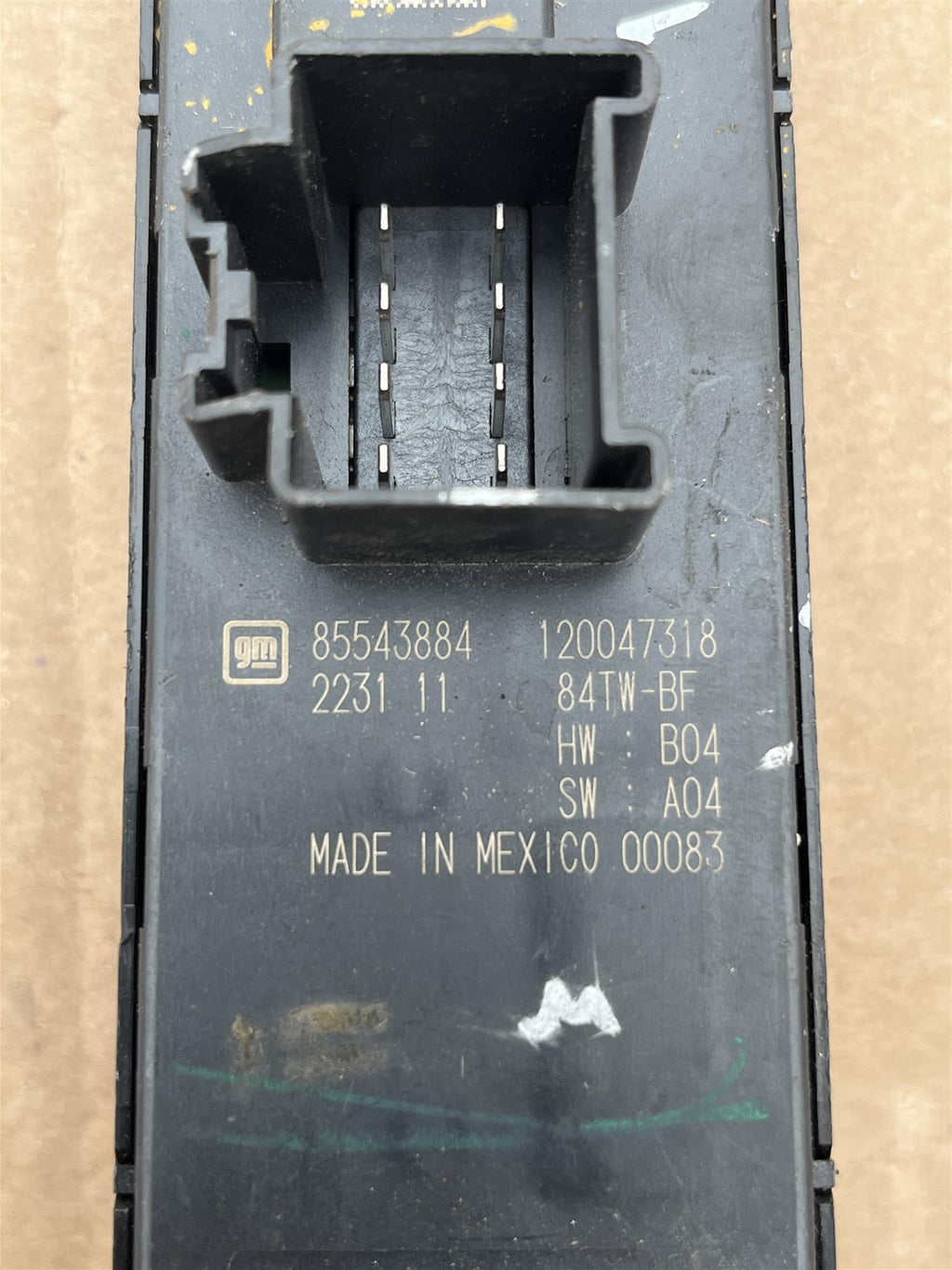 OEM GM 85626655 Jet Black Front Door Window Switch Replaces 85543884