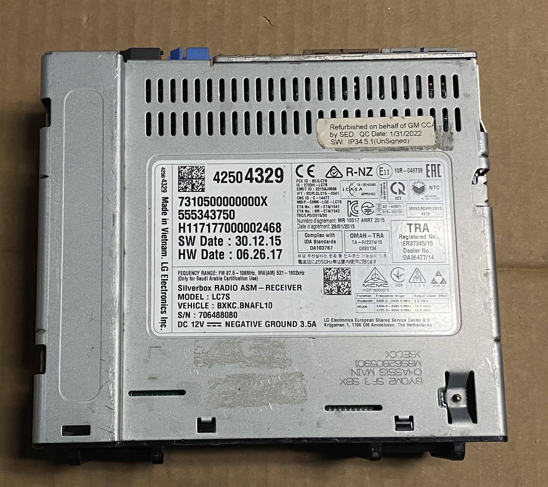 OEM | Radio Control unit Fits 2016 Escalade, Camaro GM 42504329