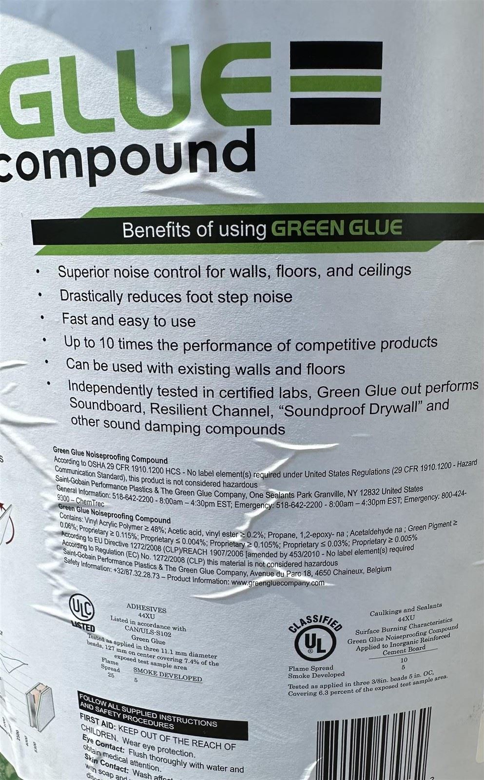 Green Glue Noiseproofing Compound 5 Gallon