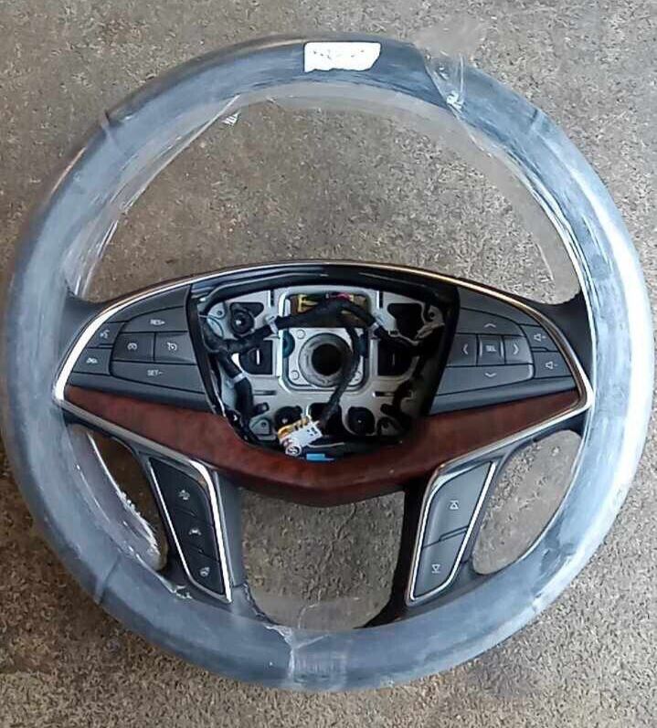 OEM 2017-2021 Cadillac XT5 Steering Wheel Wood Grain/Black Heated 84214043
