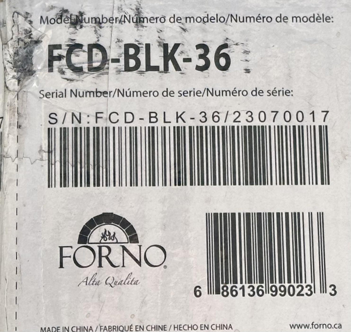Forno FCDBLK36 Black Colored Oven Door for 36-Inch Ranges - Authentic Part