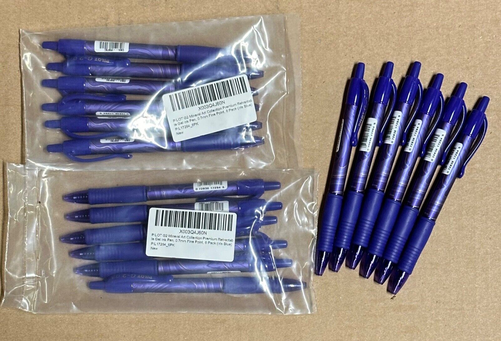 Pack of 6 G2 Mineral Art Collection Premium Gel Ink Pen 0.7mm Fine Point Blue
