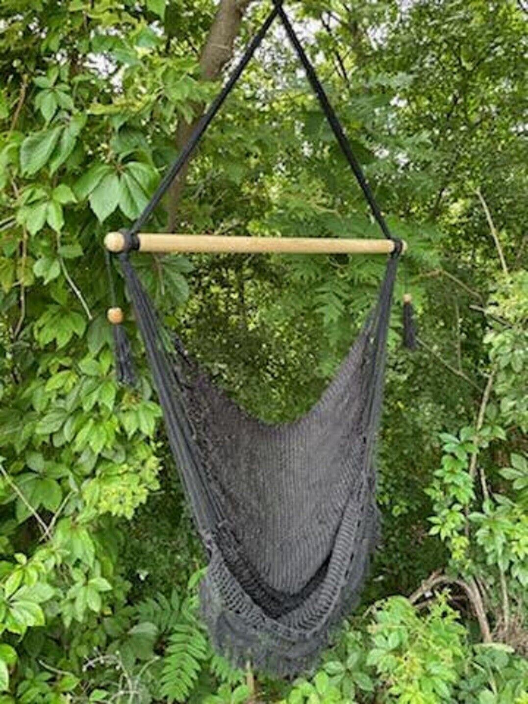 Handmade Macramé Hanging Hammock Chair in Black